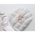 thumbnail image 4 of 14k Yellow Gold Rose Quartz Earrings Pink Faceted Heart Dainty Simple Dangles Drops Designed for Adult Women, 4 of 5