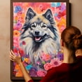 thumbnail image 6 of Thuan Keeshond Dog Flower Art Print Canvas, Wall art Painting Decor, Puppy Pop Art Home Decor Artwork For Bedroom Living Room Bathroom Decor, Puppies Colorful Photo, 6 of 6