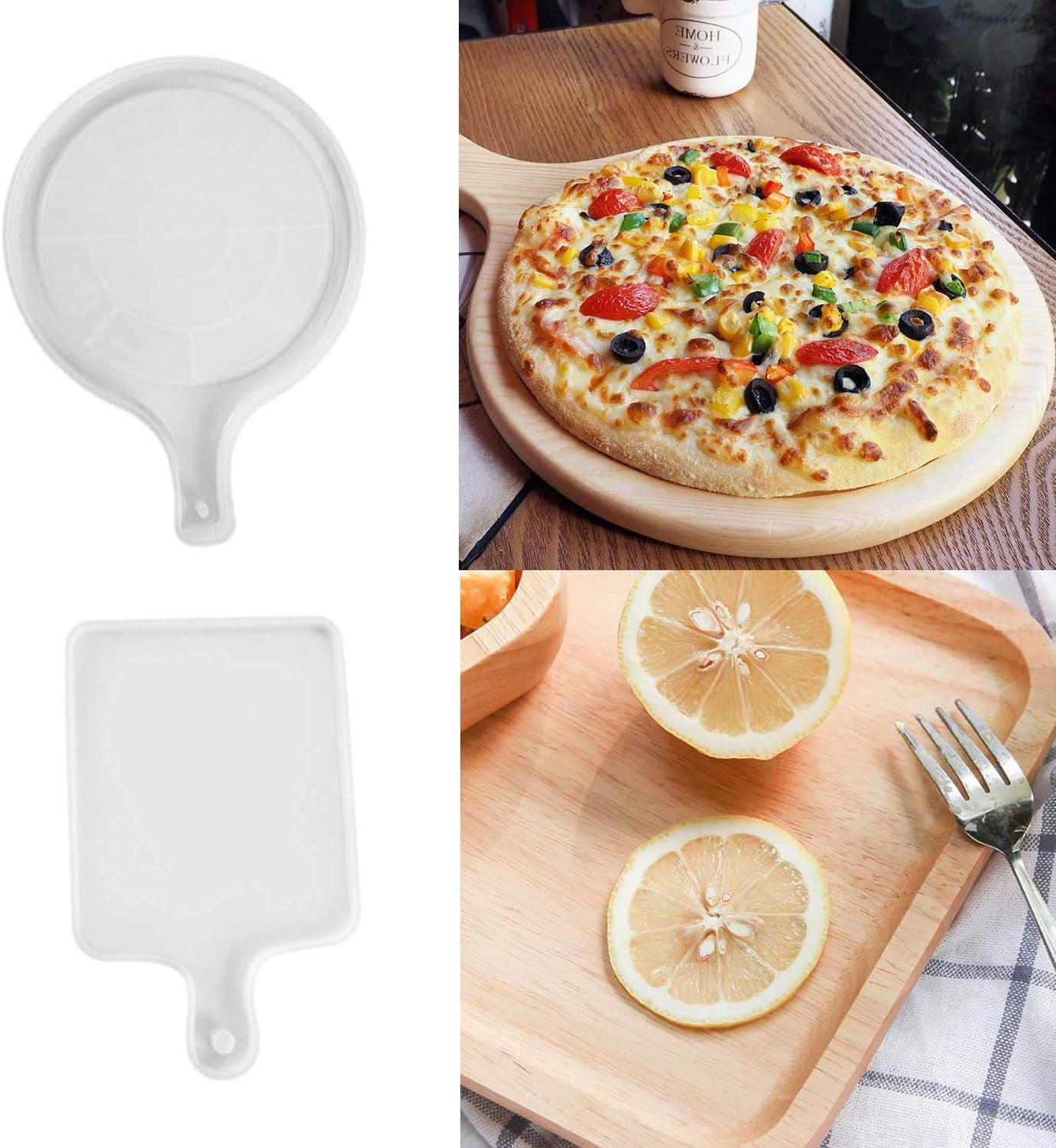 Resin Molds,Large Silicone Tray Molds,Epoxy Resin Molds Silicone Kit for Adults,Rectangle & Round Tray with Handle for Home Decoration,2 Pcs