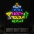 thumbnail image 2 of Craftnamesign Fiesta Siesta Tequila Repeat Neon Sign, Bar Mexican Decor, 2 of 4