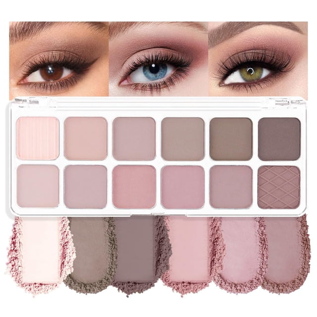 Paleta de sombras de ojos AMY'S DIARY, 12 colores, rosa claro y morado