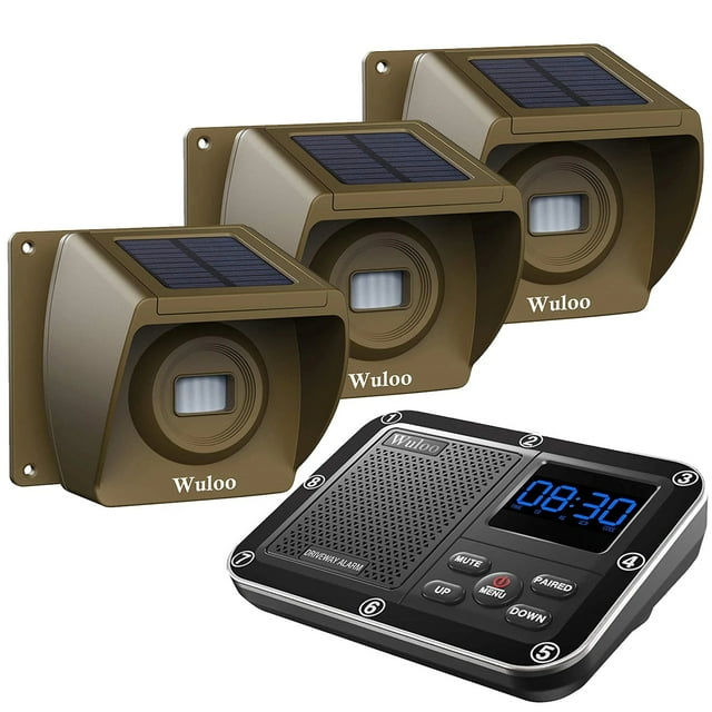 Alarmes Solaires d'Entrée Sans Fil pour l'Extérieur, Portée de 1/3 Mile, Résistantes aux Intempéries, Rechargeables, Réalisateurs de Mouvement, Système de Sécurité Domestique