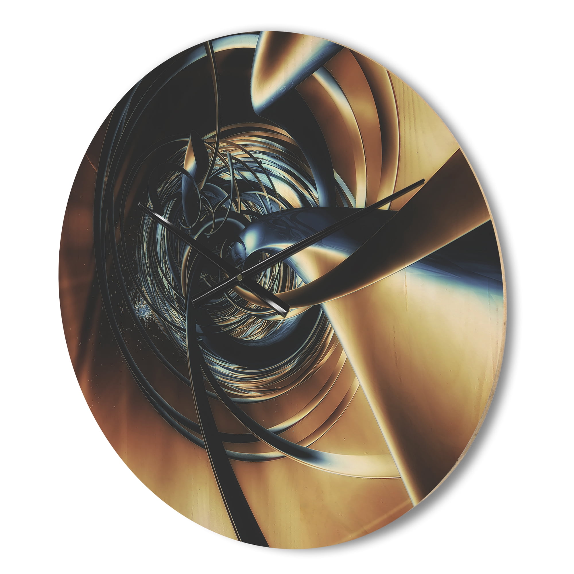 Designart 'Tangled Center Fractal 3D' Modern Wood Wall Clock