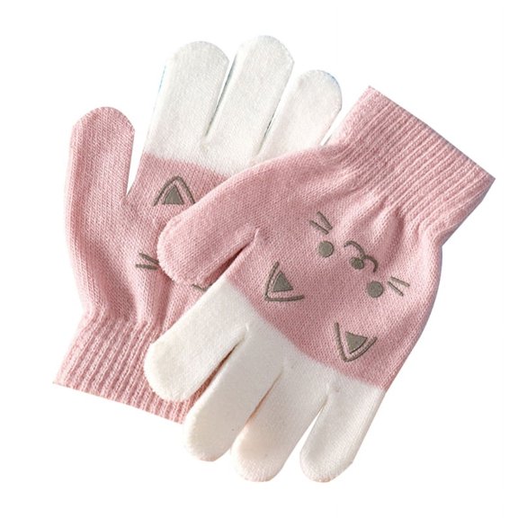 JNANEEI Winter Gloves for Kids Boys or Girls Knit Gloves Finger Mittens Windproof Winter Warm Gloves for 4~8 Years Old Children