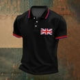 thumbnail image 2 of MNCEKFOD Polo Shirts For Men UK Flag Print Casual Bussiness Raglan Sleeve Button Lapel Breathable Leisure Mens Tops Black L, 2 of 2