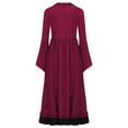 thumbnail image 4 of iiniim Big Girls Medieval Princess Dress Renaissance Gothic Vampire Queen Bell Long Sleeve Party Gown Mahogany 10, 4 of 7