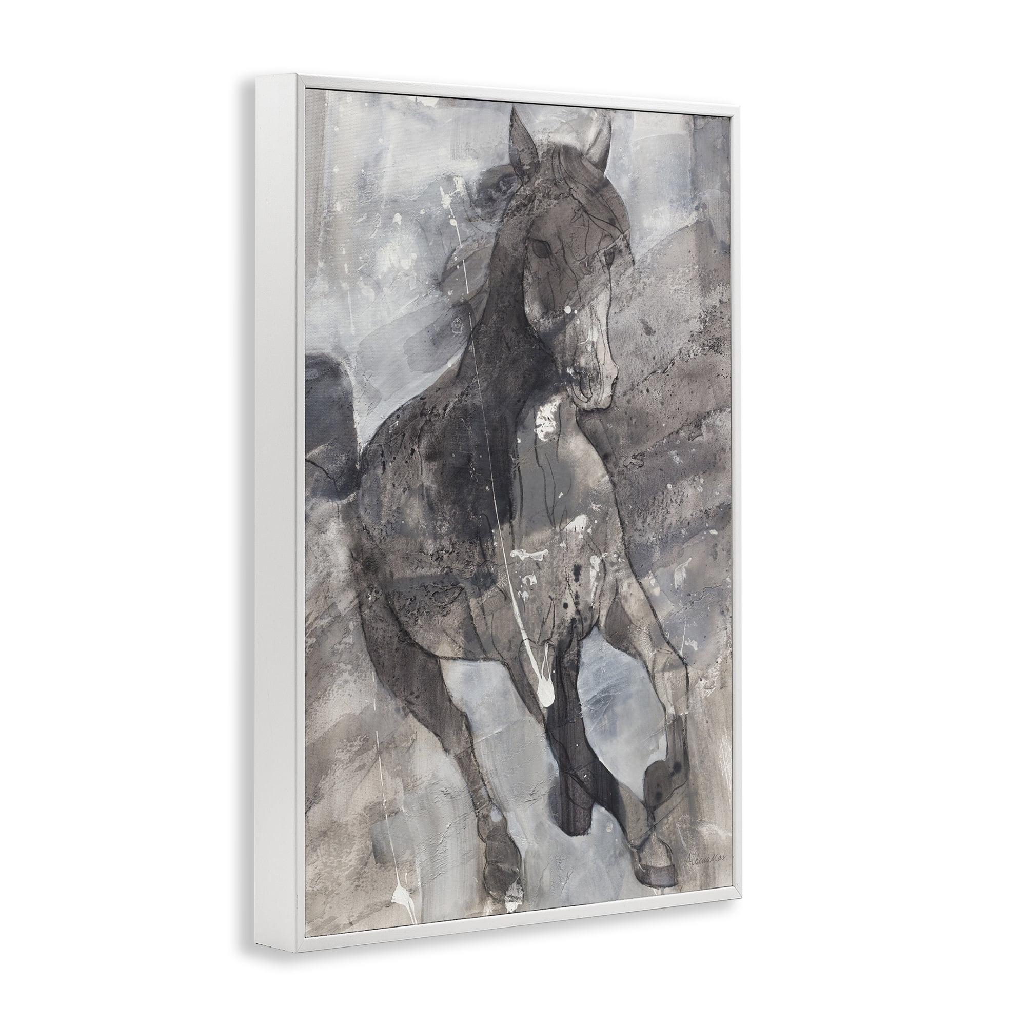 Stupell Industries Free Spirit Stallion Animals & Insects Painting White Framed Art Print Wall Art, 12 x 18