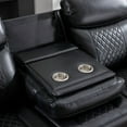 thumbnail image 3 of Power Reclining Sofa Set 3+2 with Bluetooth Speakers, LED Base Lighting & Storage Console in Black Faux Leather for Home Theater & Gaming, 3 of 6