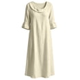 thumbnail image 6 of Ruimatai Women's Cowl Neck Ruffle 3/4 Sleeve Loose Fit Casual A-Line Midi Dresses with Pockets for Women Everyday & Vacation Wear, 6 of 7