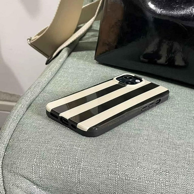 Black White Striped Phone Case Compatible with iPhone 15 Pro Max Stylish  Stripe Print Chic Retro Aesthetic Full Camera Protective Slim Glossy Soft  Girly Never Faded 15promax 6.7" Cover - Walmart.com