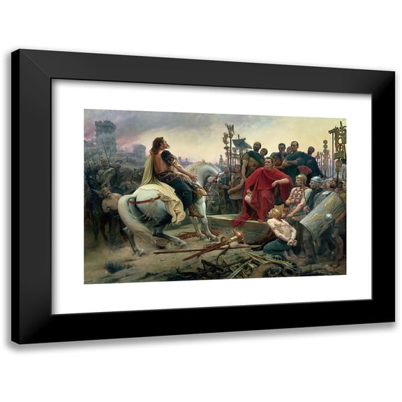Lionel Royer 14x11 Black Modern Framed Museum Art Print Titled - Vercingetorix Throws Down His Arms at the Feet of Julius Caesar