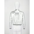 thumbnail image 6 of Doomiva Kids Girls Hip Hop Jazz Dance Outfits Shiny Metallic Long Sleeve Zipper Bomber Jacket Coat with Skirt Set A Silver 12, 6 of 7