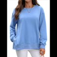 thumbnail image 1 of Sudaderas de Gran Tamaño para Mujer, Sudaderas de Larga, Camisetas con Abertura Lateral, Tops, Conjuntos para Adolescentes. Azul L, 1 of 10