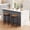 brown-2pc, variant on Set of Swivel Bar Stools – 24'' Counter Height, Backless Round Seat, Black PU Leather, Metal Frame with Adjustable Footrest, 360° Rotation, Waterproof, Black, 4PCs