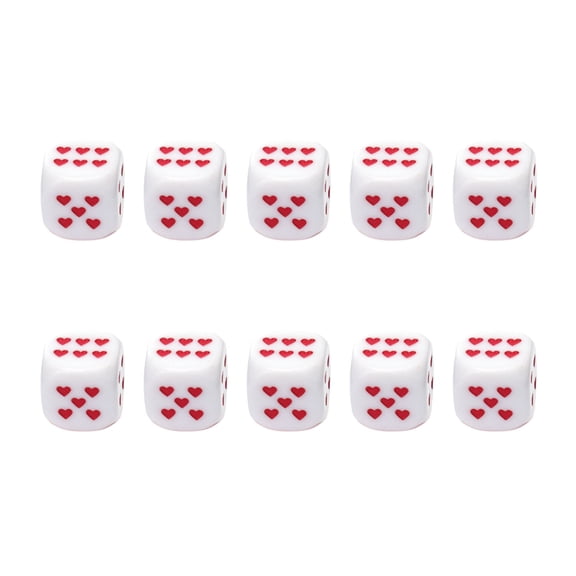 Shoreew 10Pcs 25MM Love Heart Acrylic Dice Rounded Corner Six-Sided Large Dice Game Night Drinking Board Game Dice Prop Casino Equipment