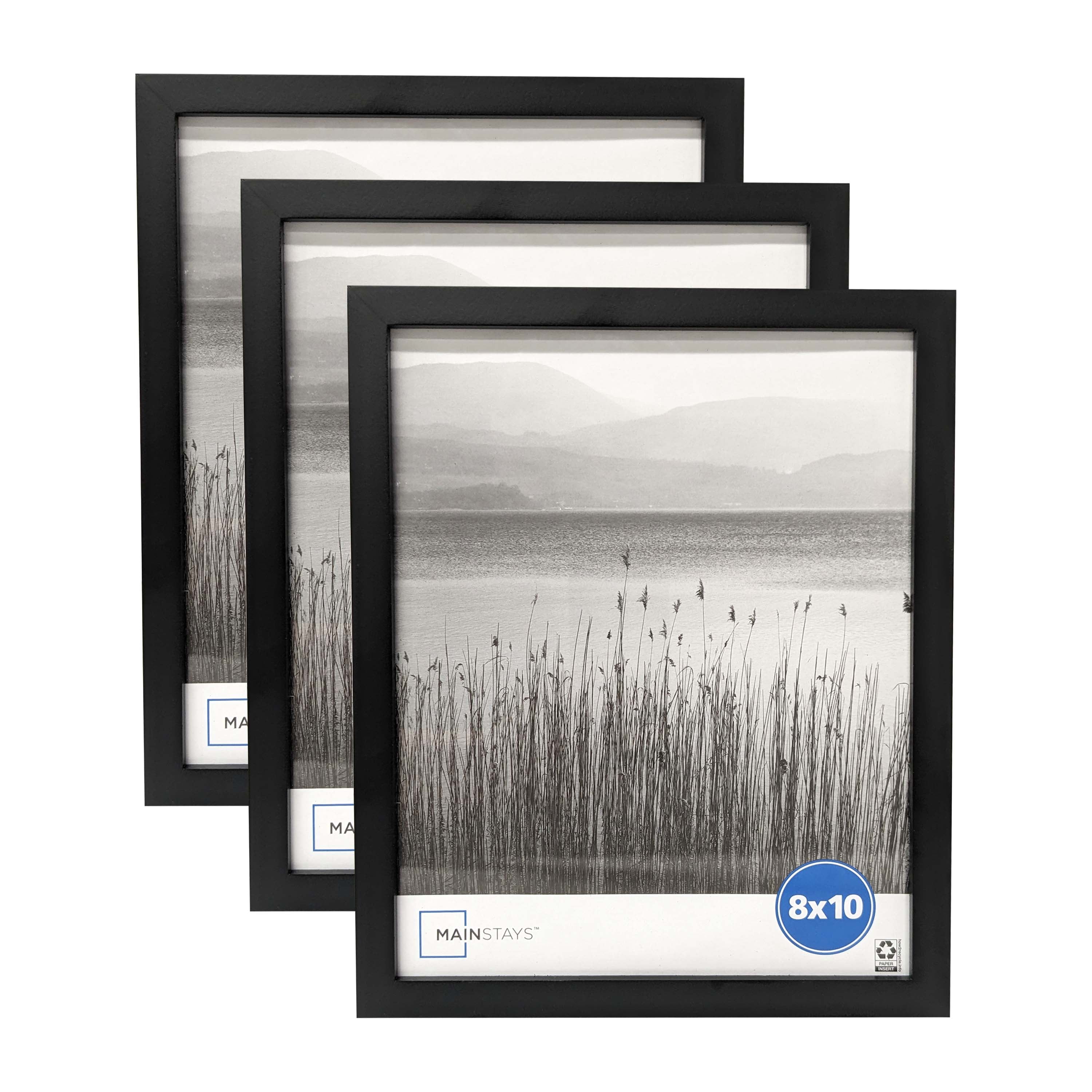 (4 pack) Mainstays - 8x10 Picture Frame - Black Gallery Linear Program Tabletop & Wall Photo Frame, Set of 3