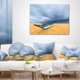 thumbnail image 4 of Designart Fishing Boat On Beach with Dark Clouds - Seashore Throw Pillow - 12x20, 4 of 5
