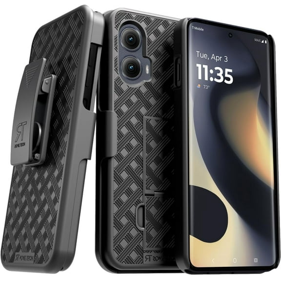 for Motorola Edge (2024) Case With Belt Clip Holster, Kickstand Slim Cover Phone Case for Moto Edge (2024) - Black