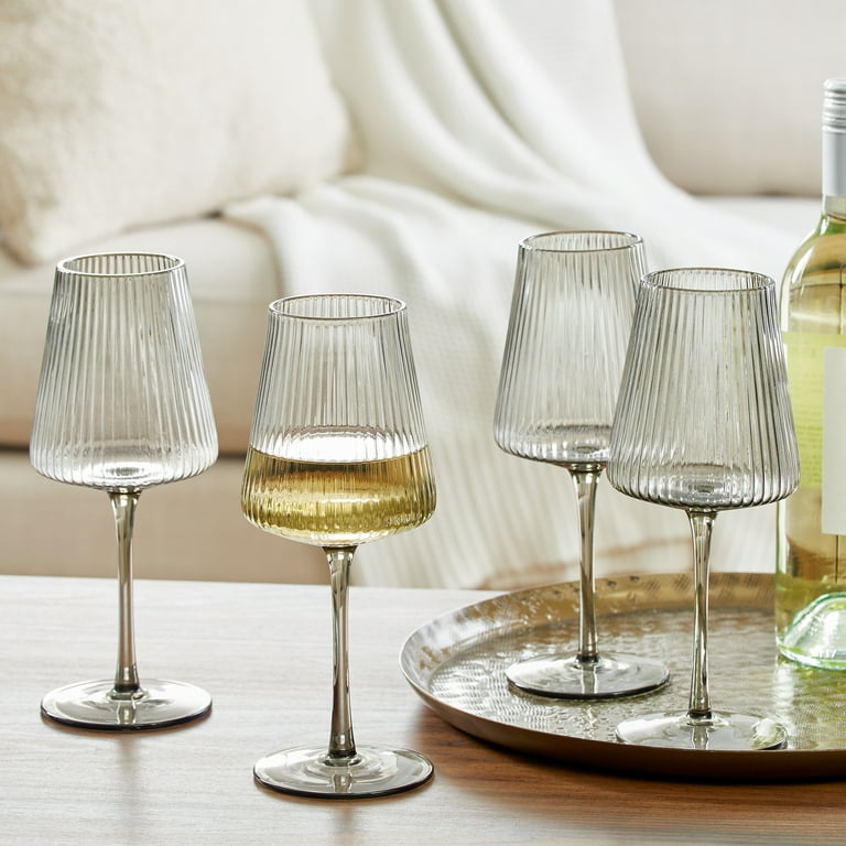 Better Homes & Gardens Ribbed Glass17 oz Wine Glass, Gray Smoke, Set of 2, Size: One size