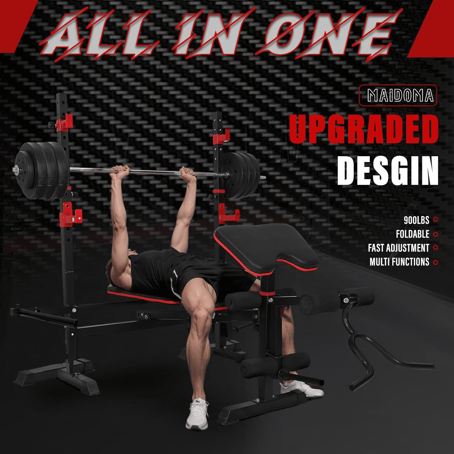 PUATUL 1500LBS 6 IN 1 Olympic Weight Bench Set with Leg Extension/Curl, Bench Press Set with Preacher Curl and Squat Rack for Home Gym Workout