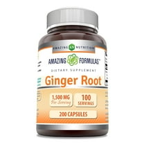Amazing Formulas Ginger Root 4:1 1500 mg Per Serving | 200 Capsules Supplement | Non-GMO | Gluten Free | Made in USA