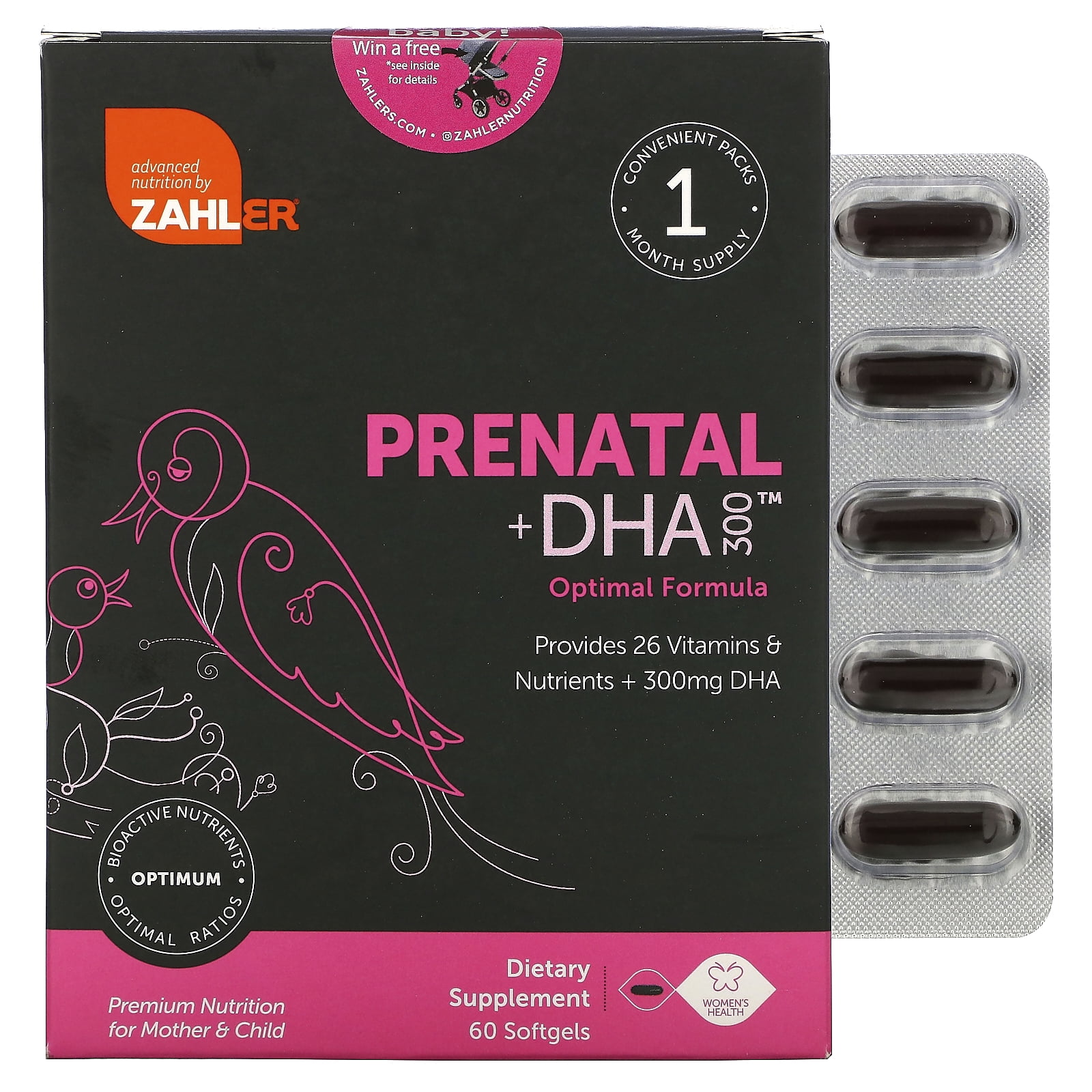 Zahler Prenatal Dha Premium Prenatal Vitamins For Mother And Child Prenatal With Dha Supports Brain Development In Babies Certified Kosher 60 Count Walmart Com Walmart Com