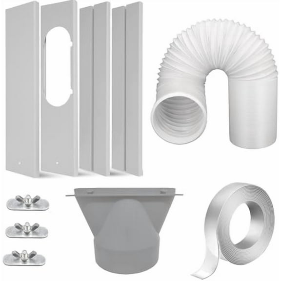 Portable Air Conditioner Window Kit with 5.1” Exhaust Hose, Adjustable Universal Window Seal for AC Unit… (5.1 inch with hose)