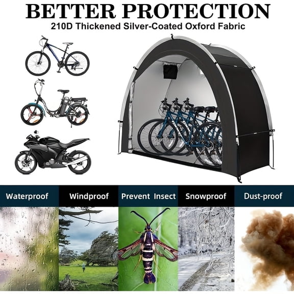 Portable Bike Storage Shed Tent, Outdoor Bicycle & Tool Shelter with Waterproof Cover