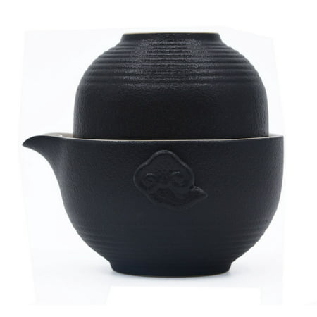 Vegali Celadon Pumpkin-Style Portable Gongfu Tea Set -100% Handmade Chinese / Japanese Vintage Gongfu Teaset - Porcelain Teapot & Teacups (Celadon-B)