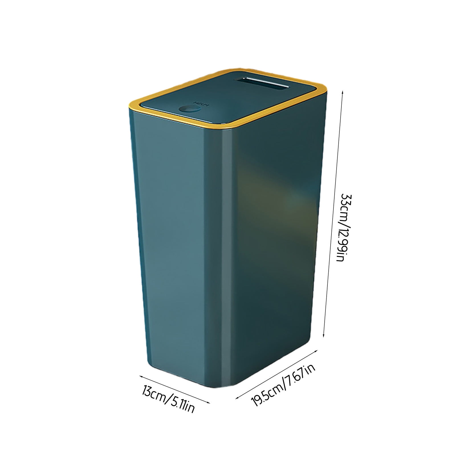 Wovilon Household Push-type Trash Can for Living Room, Kitchen and Bathroom with Lid and Deodorant Trash Can, 13" x 7.7" x 5.1", Green