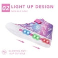 thumbnail image 3 of FUNCOO PLUS Toddler Kids Light Up Sneakers Girls High Top Canvas Shoes, Butterfly, Size 11, 3 of 6