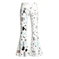 thumbnail image 4 of Whouriu Little Girls Flare Pants High Waist Puzzle Heart Print Casual Bell Bottom Trousers with Pockets, 4 of 5