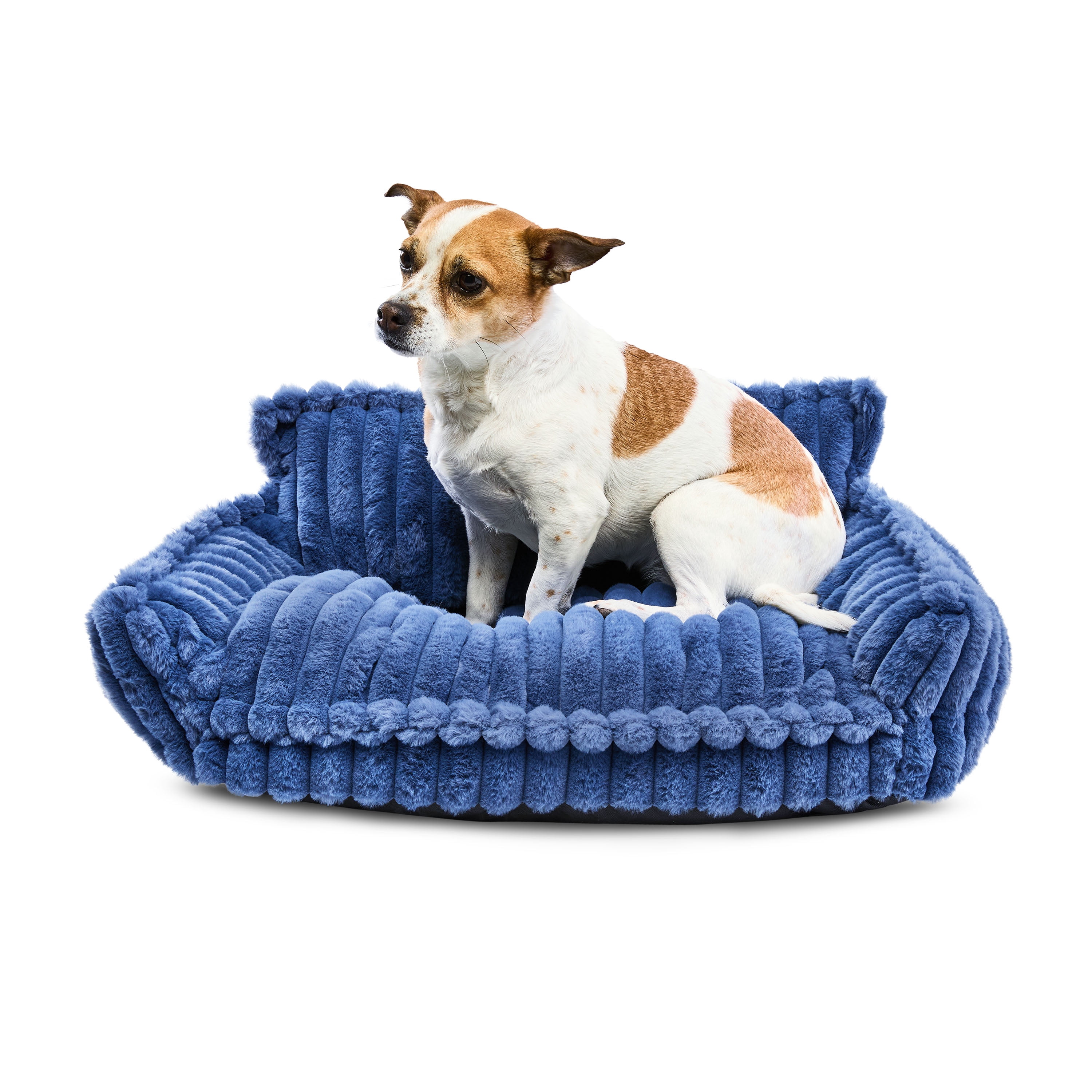 Vibrant Life Medium Plush Cord Sofa Style Dog Bed, Blue, 22" x 28"