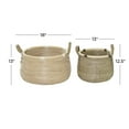 thumbnail image 3 of DecMode 13", 18"W Brown Banana Leaf Handmade Storage Basket with Handles, 2-Pieces, 3 of 9