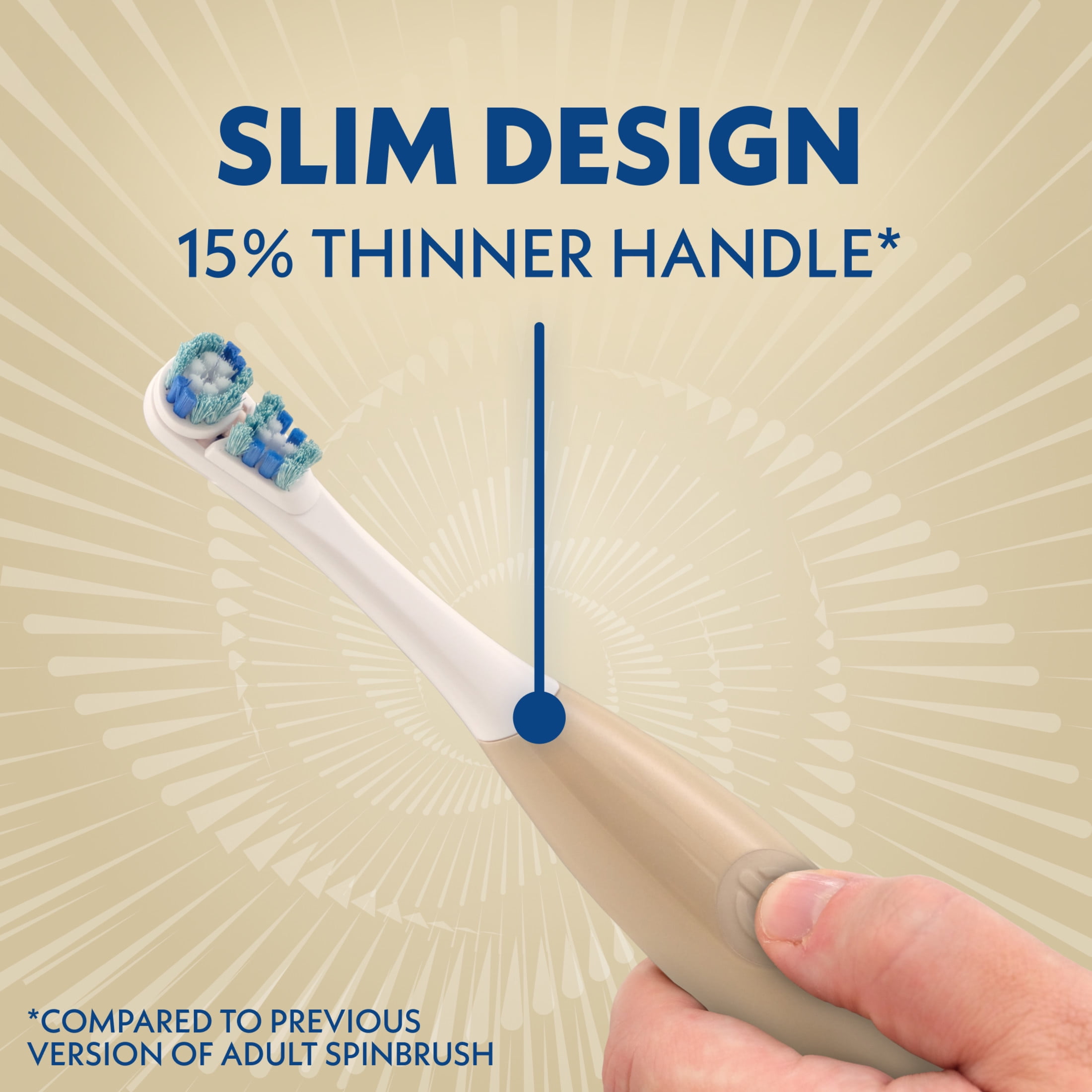 Spinbrush Smart Clean Battery Powered Electric Toothbrush, Soft Bristles, Champagne