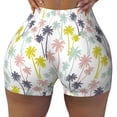 thumbnail image 2 of Picia Hawaiian Coconut Tree Printed Workout Shorts for Women Seamless Scrunch Butt Lifting High Waisted Yoga Gym Booty Running Moisture-wicking Short Pants-Large, 2 of 9