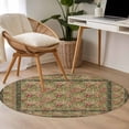 thumbnail image 4 of Sage Green Boho Round Area Rug 4Ft Washable Circle Rugs for Bedroom Dining Room, Vintage Ethnic Tribe Abstract Art Floral Non-Slip Carpet Floor Mats Indoor Outdoor Carpet Runner Aesthetic Home Decor, 4 of 8
