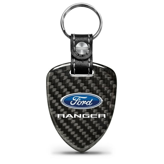 iPick Image for Ford Ranger Real Black Carbon Fiber Large Shield-Style Key Chain, Official Licensed
