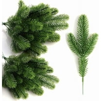 60 Pcs Artificial Pine Branches, Christmas Tree Filler Branches, Realistic Faux Christmas Greenery Green Plants Pine Needles Picks and Stems for Christmas Decorating DIY Wreath Garland Crafts