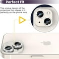 thumbnail image 2 of 1 Set of Bling Diamond Camera Lens Protector for iPhone 14, HD Clear Tempered Glass Metal Camera Lens Protection Cover, Case Friendly, Scratch Proof for iPhone 14, Silver, 2 of 5