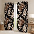 thumbnail image 2 of Feelyou Black Orange Flower Blackout Curtains Set of 2 (52x84 Each), Retro French Floral Window Curtains, Countryside Theme Curtains and Drapes, Curtains and Drapes Room Decor, 2 of 6