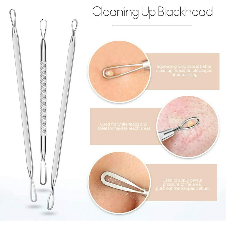 Blackhead Pimple Popper Tool Acne Comedone Zit Extractor for Nose Facial Pore, Blemish Whitehead Extraction Popping Needle Walmart.com