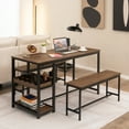 thumbnail image 2 of Costway 3 PCS Dining Table Set for 4 Kitchen Dining Room Table & 2 Benches W/Wine Rack, 2 of 9