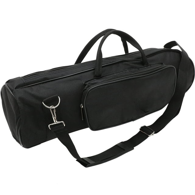 OULII Black Trumpet Shoulder Bag Practical Storage Container with Front Pocket and Comfortable Strap
