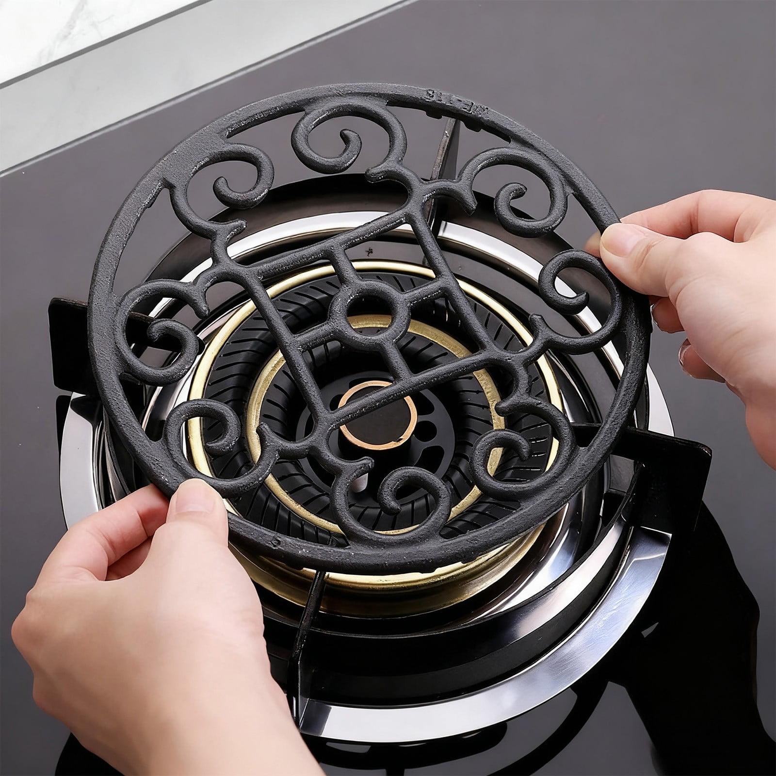 openpig Cast Iron Wok Support Ring Stovetop Stand, Non Slip Gas Ring Reducer for Coffee Pot Small Saucepan, Reducer Ring Holder Trivets for Gas Stove Camping Stove