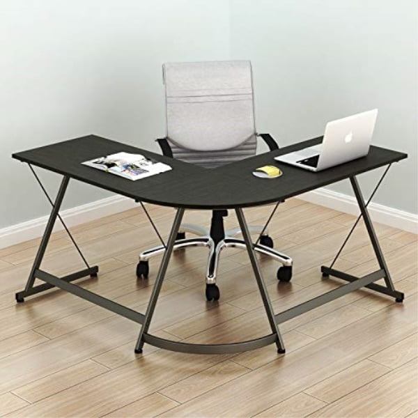shw lshaped home office corner desk wood top, espresso