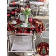 thumbnail image 4 of Outdoor Tablecloth with Umbrella Hole and Zipper, Christmas Deer Round Table Cloth 60 Inch Waterproof Tablecloth, Winter Xmas Snowflakes Bow Tree Red Black Picnic Table Cover for Patio Camping, 4 of 7