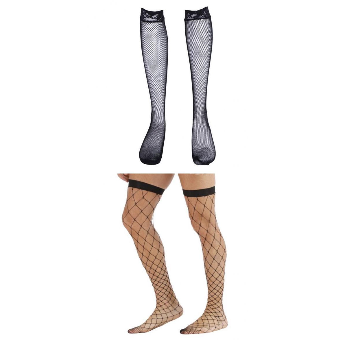 2pcs Men's Black Mesh Knee High Socks 