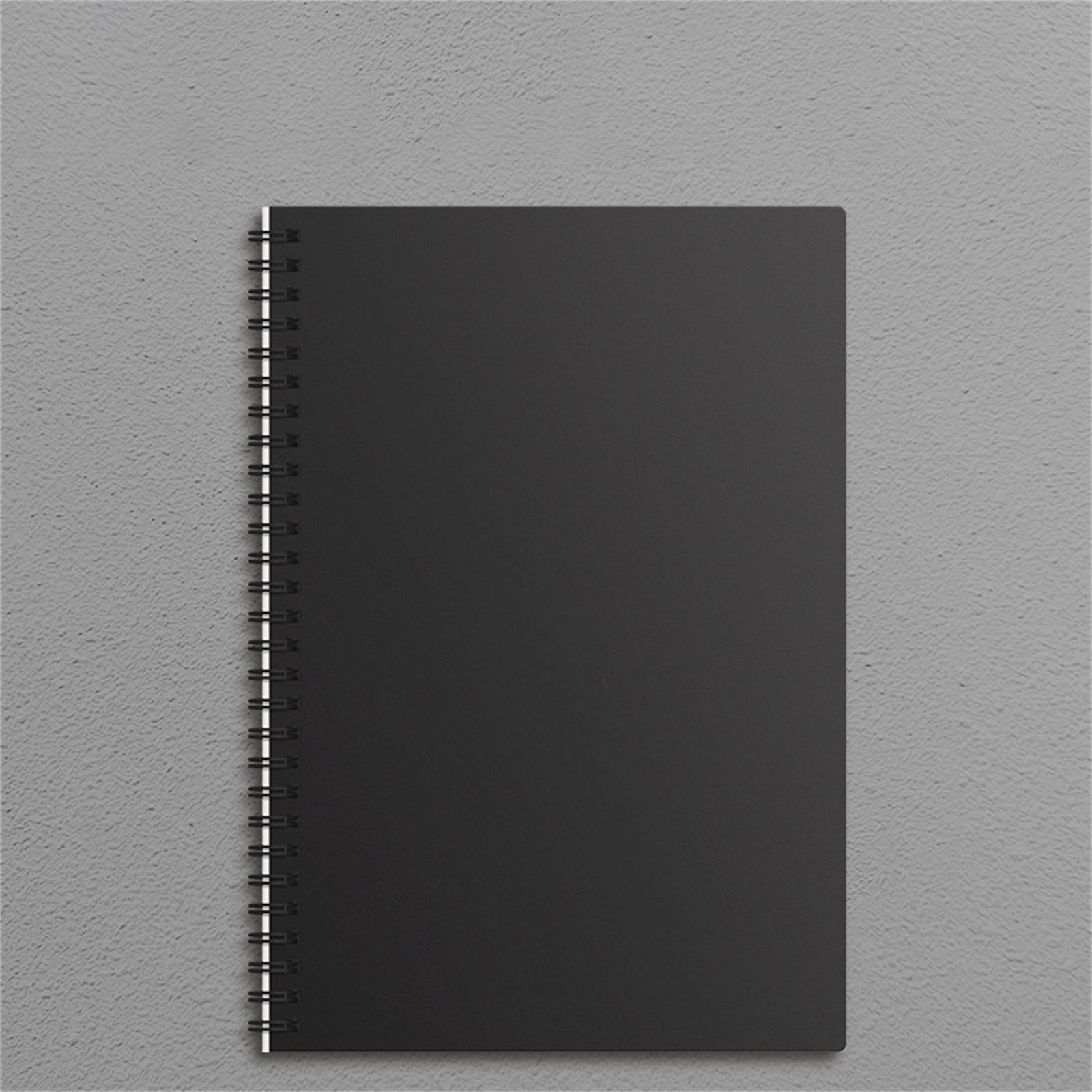VKLU A5 Spiral Notebook, Professional Black Lined Journal with Thickened Ink-Proof Paper, Vintage Wirebound Writing Pad for Office Meetings & Daily Notes