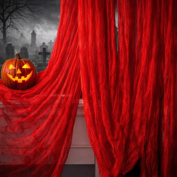 Ebaokuup 400" x 85" Extra Large Halloween Bloody Creepy Cloth, Red Gauze Decoration